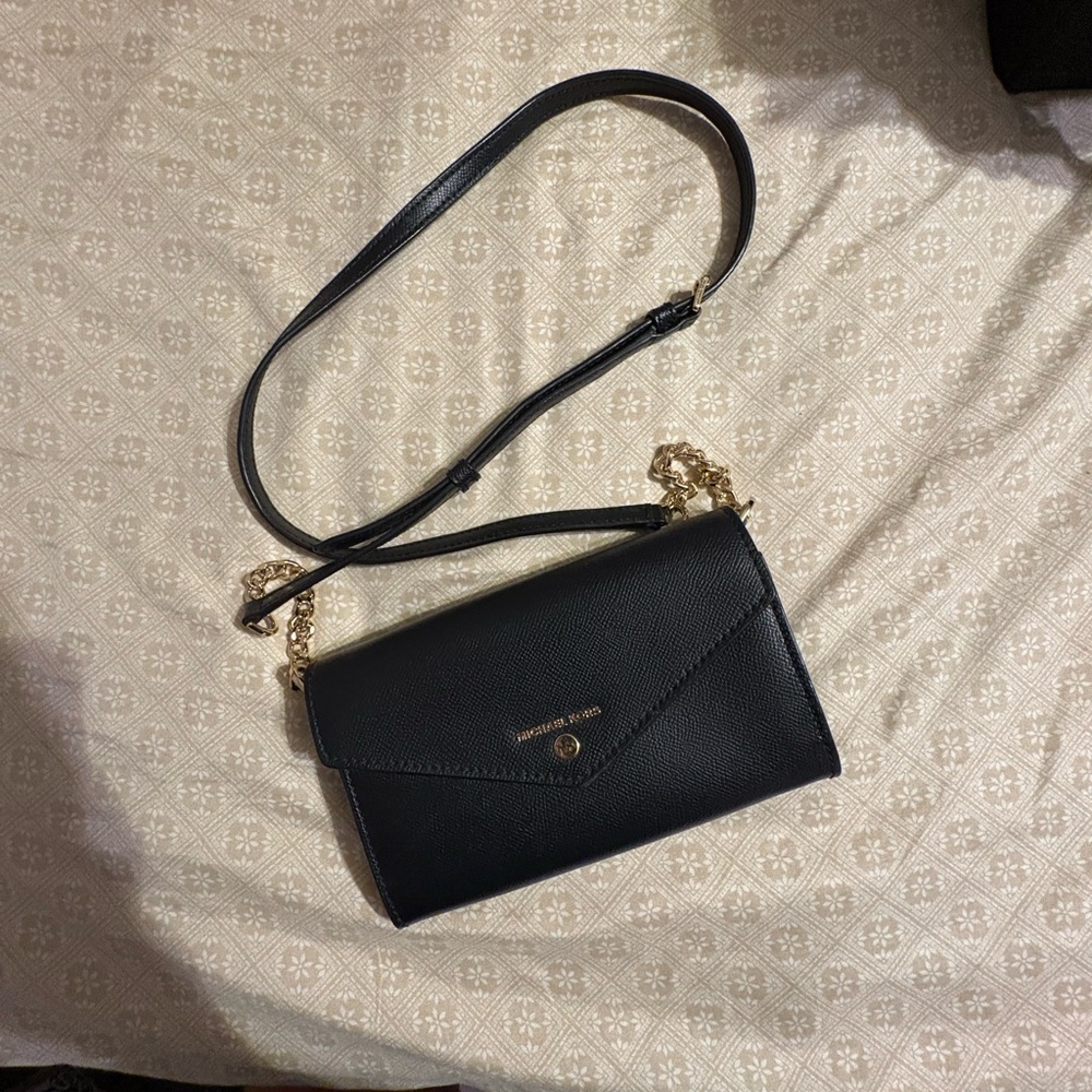 Michael Kors Black Crossbody with Gold Chain